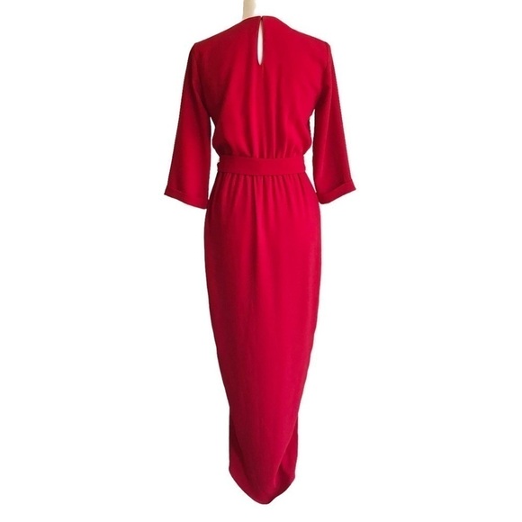 Amanda Uprichard Red Crepe Wrap Midi Maxi Dress Size P (0-2) - Picture 14 of 15